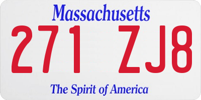 MA license plate 271ZJ8