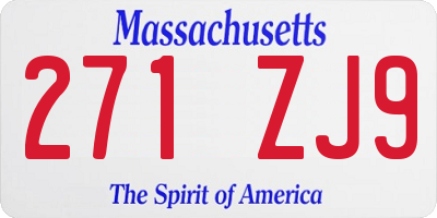 MA license plate 271ZJ9