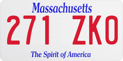 MA license plate 271ZK0