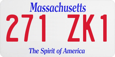 MA license plate 271ZK1