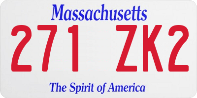 MA license plate 271ZK2