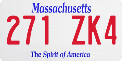 MA license plate 271ZK4