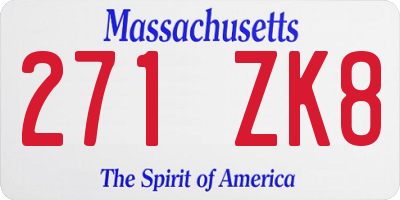MA license plate 271ZK8