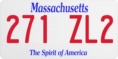MA license plate 271ZL2