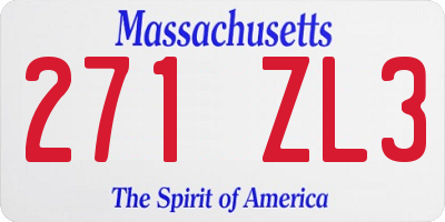 MA license plate 271ZL3