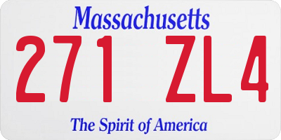 MA license plate 271ZL4