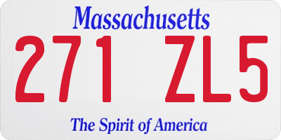 MA license plate 271ZL5