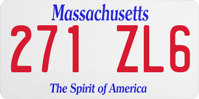 MA license plate 271ZL6