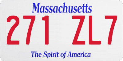 MA license plate 271ZL7