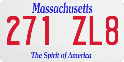 MA license plate 271ZL8
