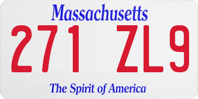 MA license plate 271ZL9