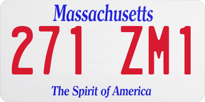 MA license plate 271ZM1
