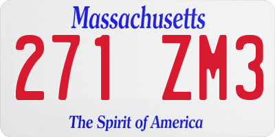 MA license plate 271ZM3
