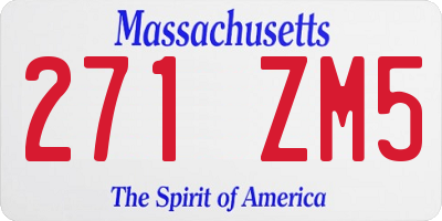 MA license plate 271ZM5