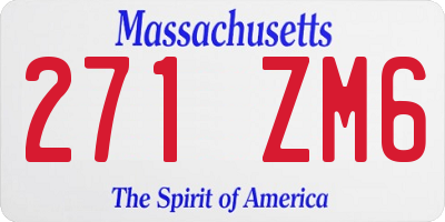 MA license plate 271ZM6