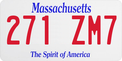 MA license plate 271ZM7
