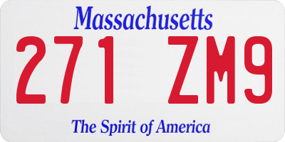 MA license plate 271ZM9