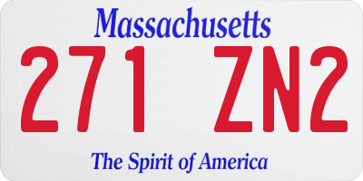 MA license plate 271ZN2
