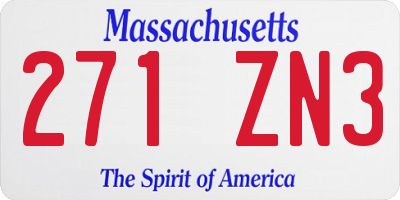 MA license plate 271ZN3