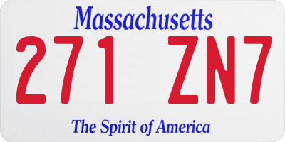 MA license plate 271ZN7