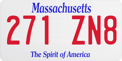 MA license plate 271ZN8