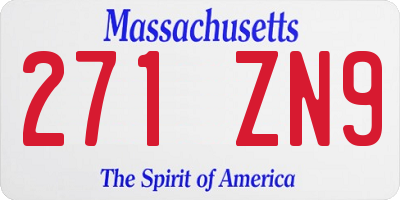 MA license plate 271ZN9
