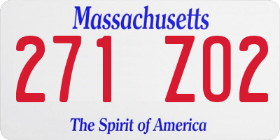 MA license plate 271ZO2