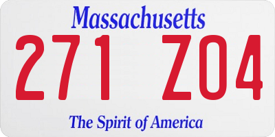MA license plate 271ZO4