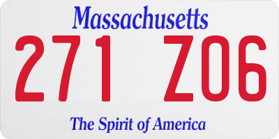 MA license plate 271ZO6