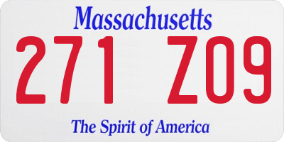 MA license plate 271ZO9