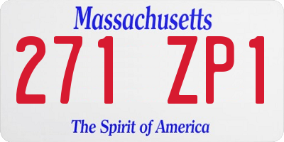 MA license plate 271ZP1