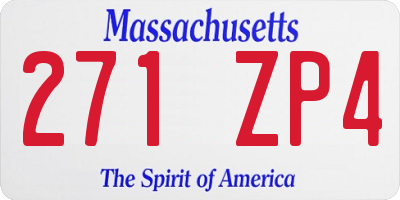 MA license plate 271ZP4