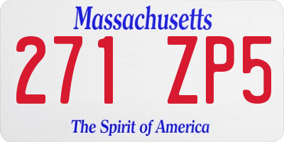 MA license plate 271ZP5