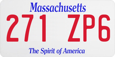 MA license plate 271ZP6
