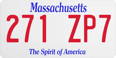 MA license plate 271ZP7