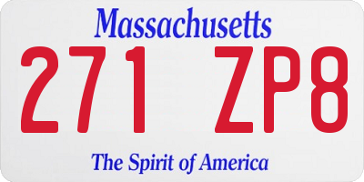 MA license plate 271ZP8