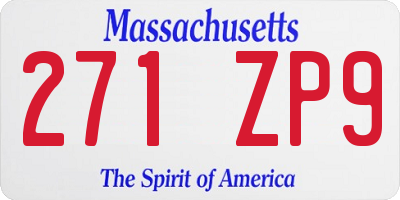 MA license plate 271ZP9