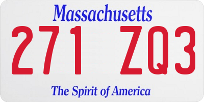 MA license plate 271ZQ3