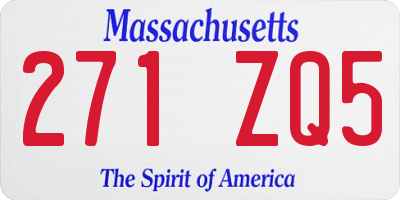 MA license plate 271ZQ5