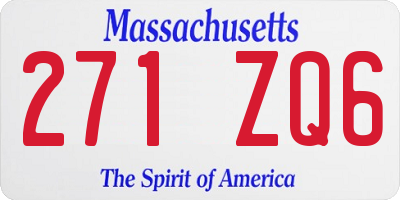 MA license plate 271ZQ6