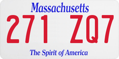 MA license plate 271ZQ7
