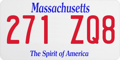 MA license plate 271ZQ8