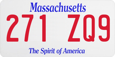 MA license plate 271ZQ9
