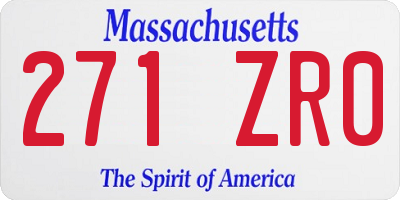 MA license plate 271ZR0