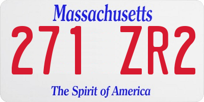 MA license plate 271ZR2