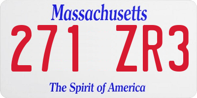 MA license plate 271ZR3