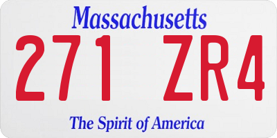 MA license plate 271ZR4