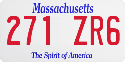 MA license plate 271ZR6