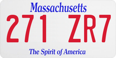 MA license plate 271ZR7