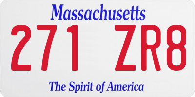MA license plate 271ZR8